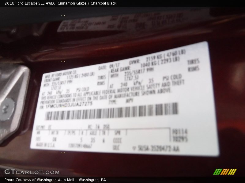 Cinnamon Glaze / Charcoal Black 2018 Ford Escape SEL 4WD