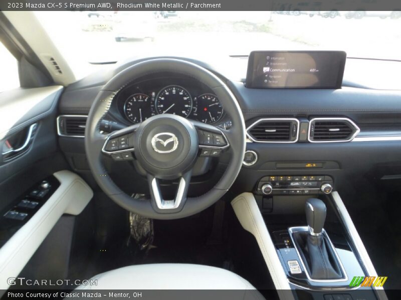 Rhodium White Metallic / Parchment 2023 Mazda CX-5 S Premium AWD
