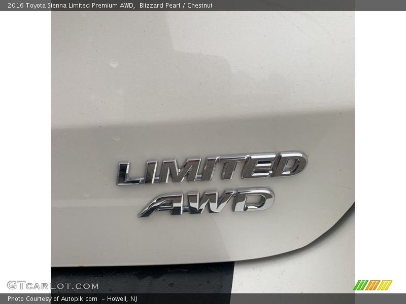 Blizzard Pearl / Chestnut 2016 Toyota Sienna Limited Premium AWD