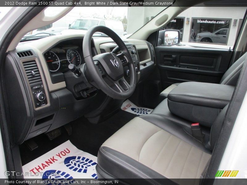 Bright White / Dark Slate Gray/Medium Graystone 2012 Dodge Ram 1500 ST Quad Cab 4x4