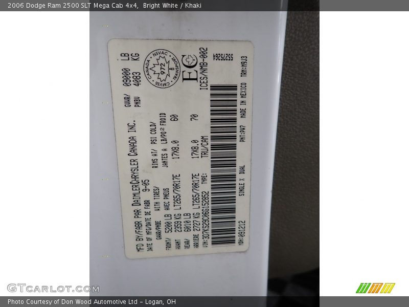 Bright White / Khaki 2006 Dodge Ram 2500 SLT Mega Cab 4x4
