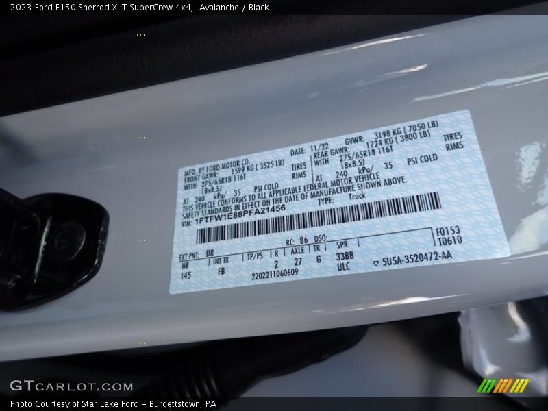 2023 F150 Sherrod XLT SuperCrew 4x4 Avalanche Color Code DR
