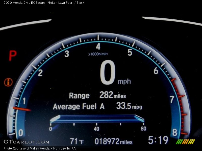 Molten Lava Pearl / Black 2020 Honda Civic EX Sedan
