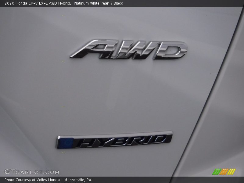 Platinum White Pearl / Black 2020 Honda CR-V EX-L AWD Hybrid