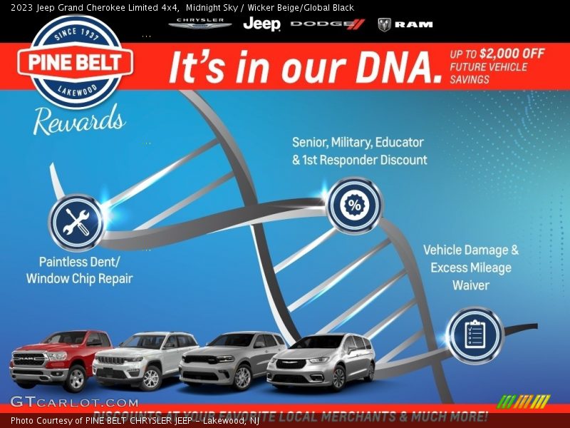 Midnight Sky / Wicker Beige/Global Black 2023 Jeep Grand Cherokee Limited 4x4