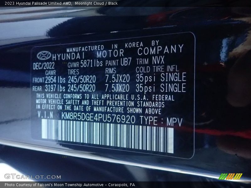 Moonlight Cloud / Black 2023 Hyundai Palisade Limited AWD