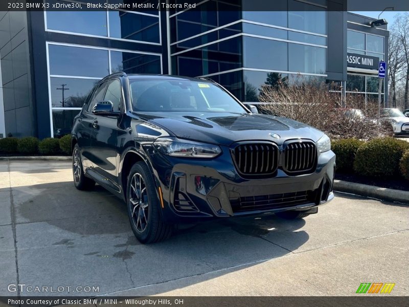 Black Sapphire Metallic / Tacora Red 2023 BMW X3 xDrive30i