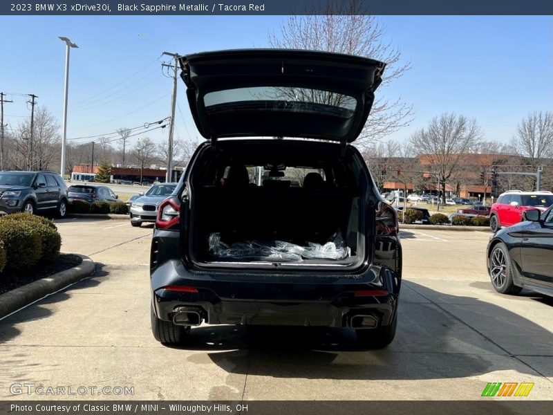 Black Sapphire Metallic / Tacora Red 2023 BMW X3 xDrive30i
