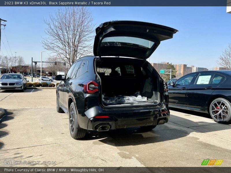 Black Sapphire Metallic / Tacora Red 2023 BMW X3 xDrive30i