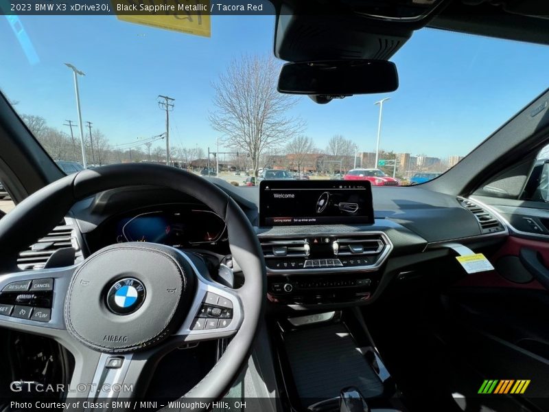 Black Sapphire Metallic / Tacora Red 2023 BMW X3 xDrive30i