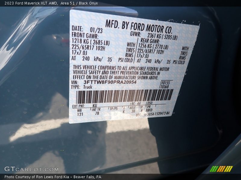 2023 Maverick XLT AWD Area 51 Color Code KU