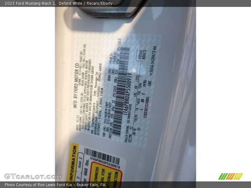 2023 Mustang Mach 1 Oxford White Color Code YZ