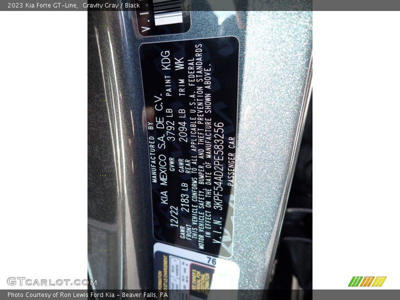 Gravity Gray / Black 2023 Kia Forte GT-Line