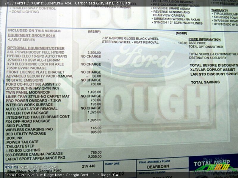  2023 F150 Lariat SuperCrew 4x4 Window Sticker