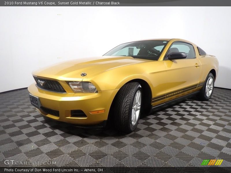 Sunset Gold Metallic / Charcoal Black 2010 Ford Mustang V6 Coupe