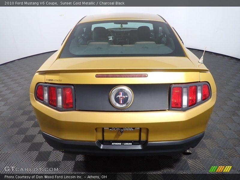 Sunset Gold Metallic / Charcoal Black 2010 Ford Mustang V6 Coupe