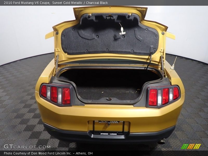 Sunset Gold Metallic / Charcoal Black 2010 Ford Mustang V6 Coupe