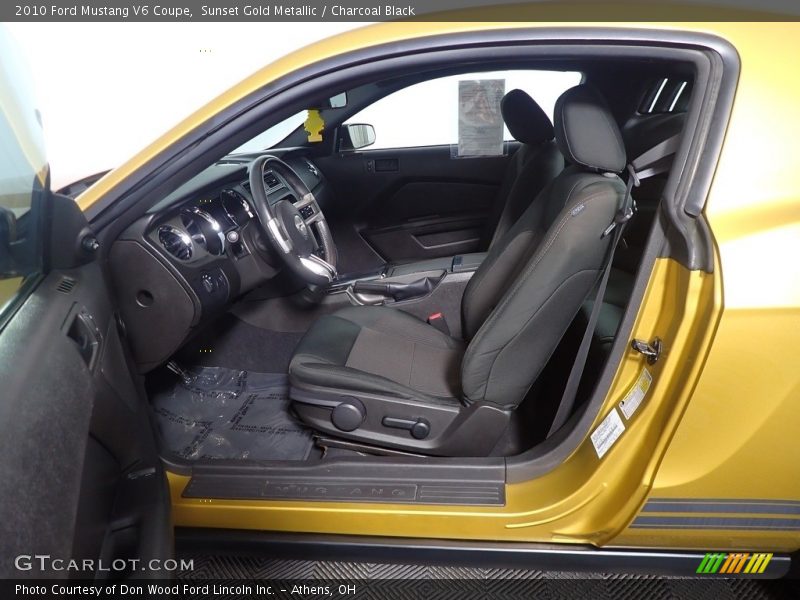 Sunset Gold Metallic / Charcoal Black 2010 Ford Mustang V6 Coupe