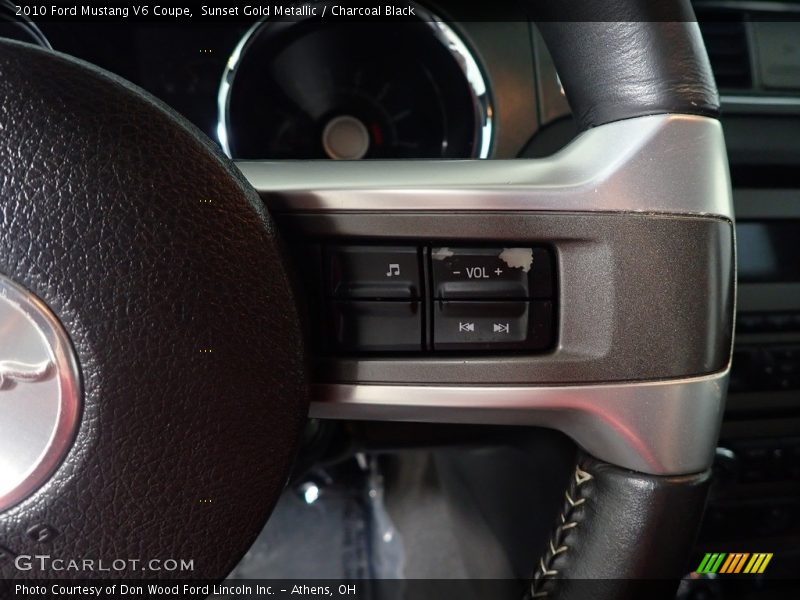 Sunset Gold Metallic / Charcoal Black 2010 Ford Mustang V6 Coupe