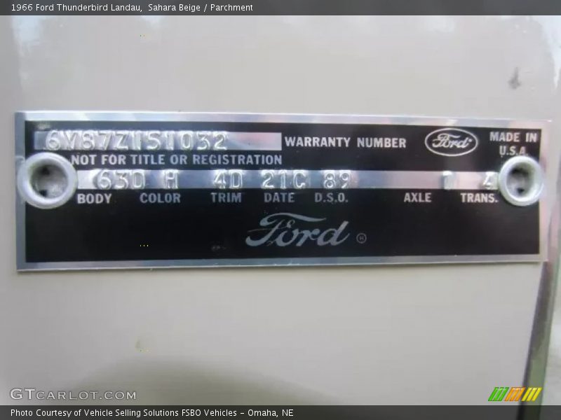 H - 1966 Ford Thunderbird Landau