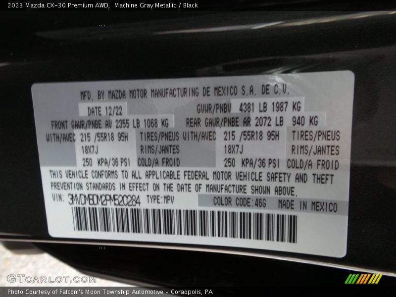 2023 CX-30 Premium AWD Machine Gray Metallic Color Code 46G