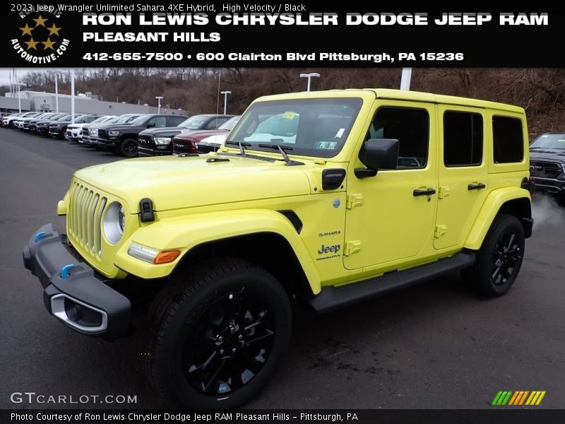 High Velocity / Black 2023 Jeep Wrangler Unlimited Sahara 4XE Hybrid