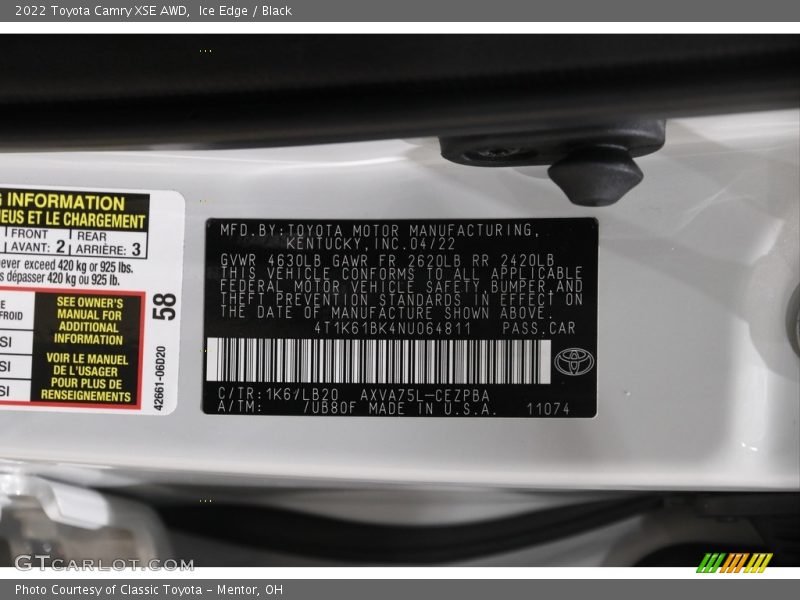 Ice Edge / Black 2022 Toyota Camry XSE AWD