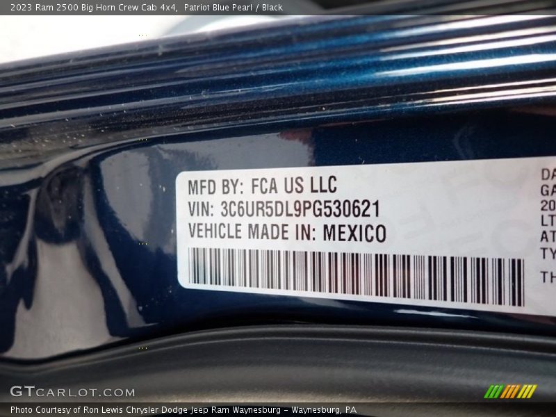 Patriot Blue Pearl / Black 2023 Ram 2500 Big Horn Crew Cab 4x4