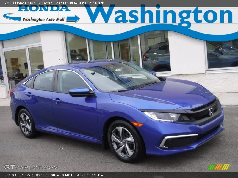 Aegean Blue Metallic / Black 2020 Honda Civic LX Sedan