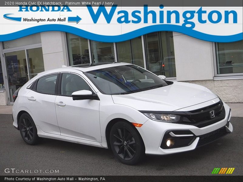 Platinum White Pearl / Ivory 2020 Honda Civic EX Hatchback