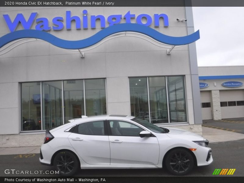 Platinum White Pearl / Ivory 2020 Honda Civic EX Hatchback