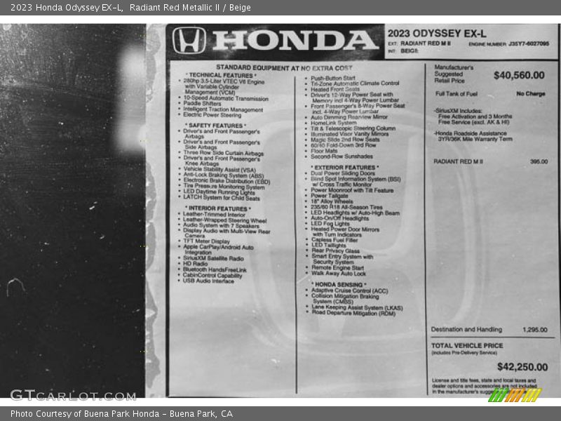 Radiant Red Metallic II / Beige 2023 Honda Odyssey EX-L