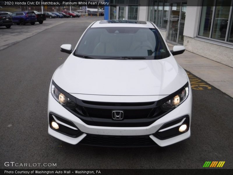 Platinum White Pearl / Ivory 2020 Honda Civic EX Hatchback