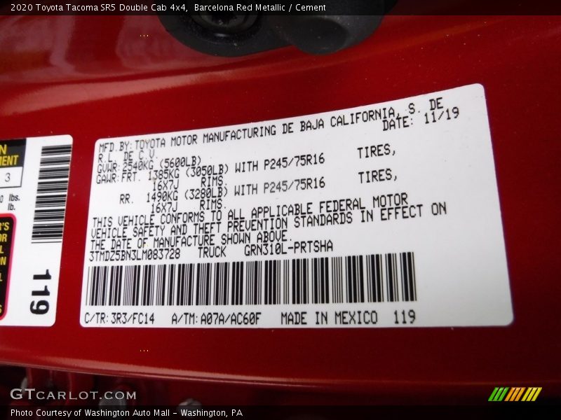Barcelona Red Metallic / Cement 2020 Toyota Tacoma SR5 Double Cab 4x4