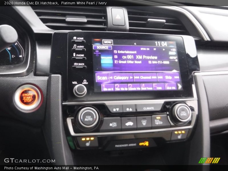 Platinum White Pearl / Ivory 2020 Honda Civic EX Hatchback