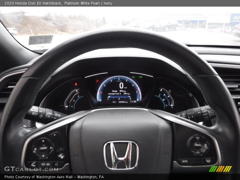 Platinum White Pearl / Ivory 2020 Honda Civic EX Hatchback