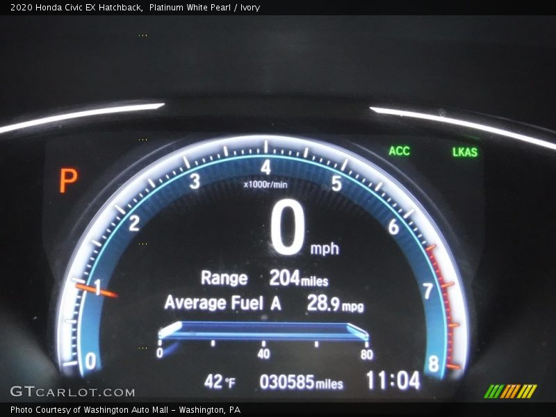Platinum White Pearl / Ivory 2020 Honda Civic EX Hatchback