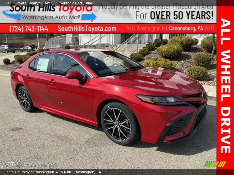 Supersonic Red / Black 2023 Toyota Camry SE AWD