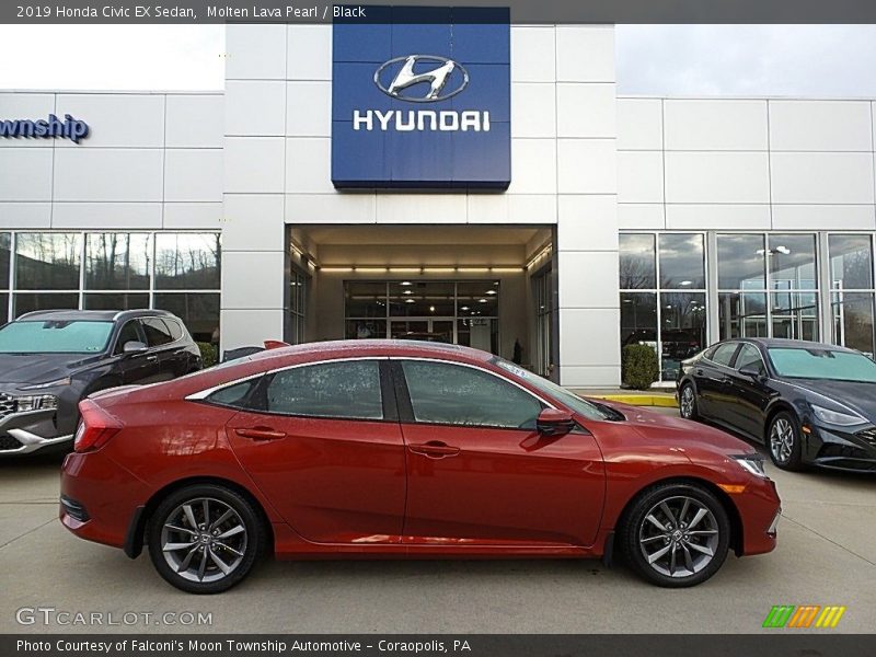 Molten Lava Pearl / Black 2019 Honda Civic EX Sedan