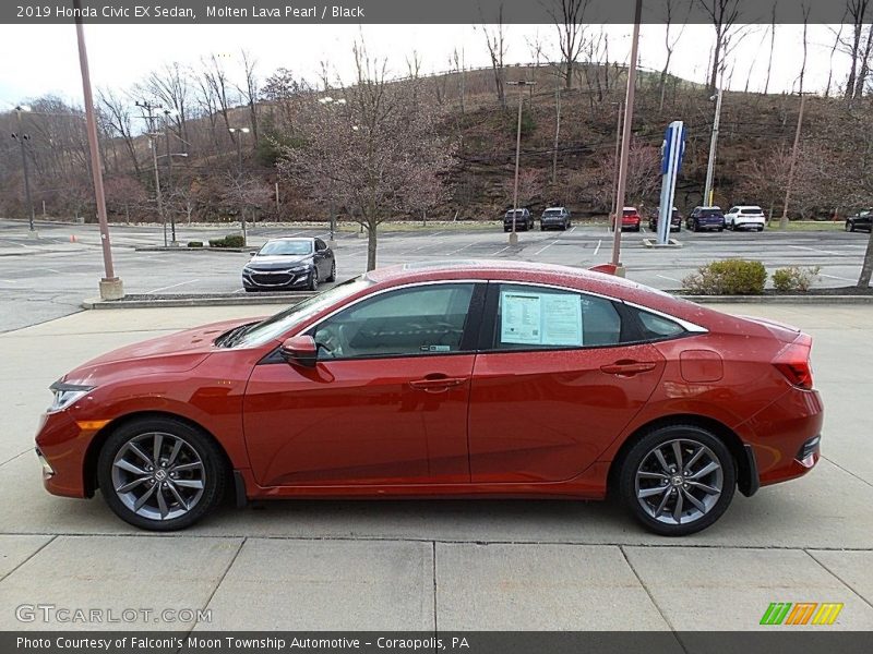 Molten Lava Pearl / Black 2019 Honda Civic EX Sedan