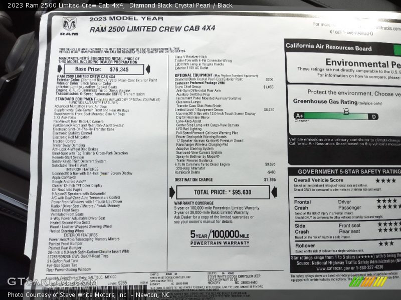  2023 2500 Limited Crew Cab 4x4 Window Sticker