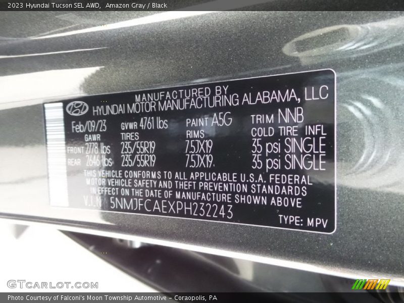 Amazon Gray / Black 2023 Hyundai Tucson SEL AWD