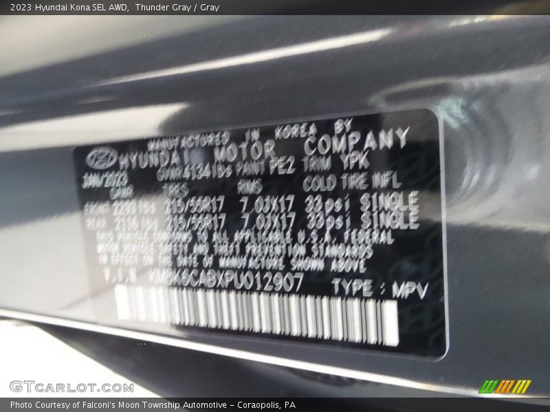 Thunder Gray / Gray 2023 Hyundai Kona SEL AWD