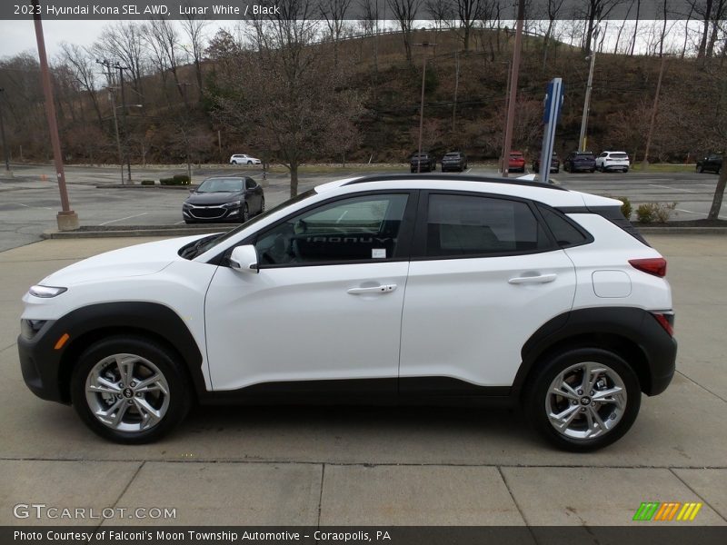 Lunar White / Black 2023 Hyundai Kona SEL AWD