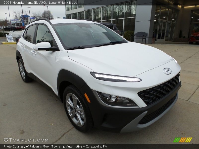 Lunar White / Black 2023 Hyundai Kona SEL AWD