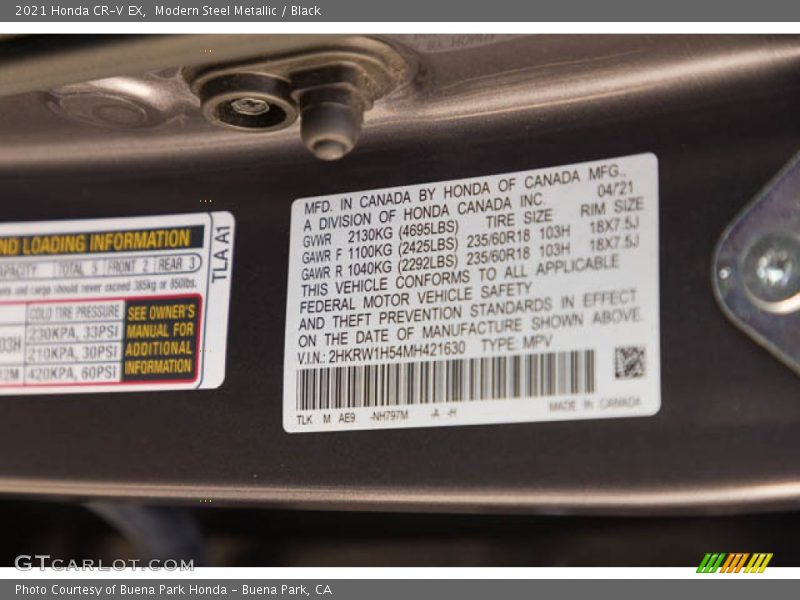 Modern Steel Metallic / Black 2021 Honda CR-V EX