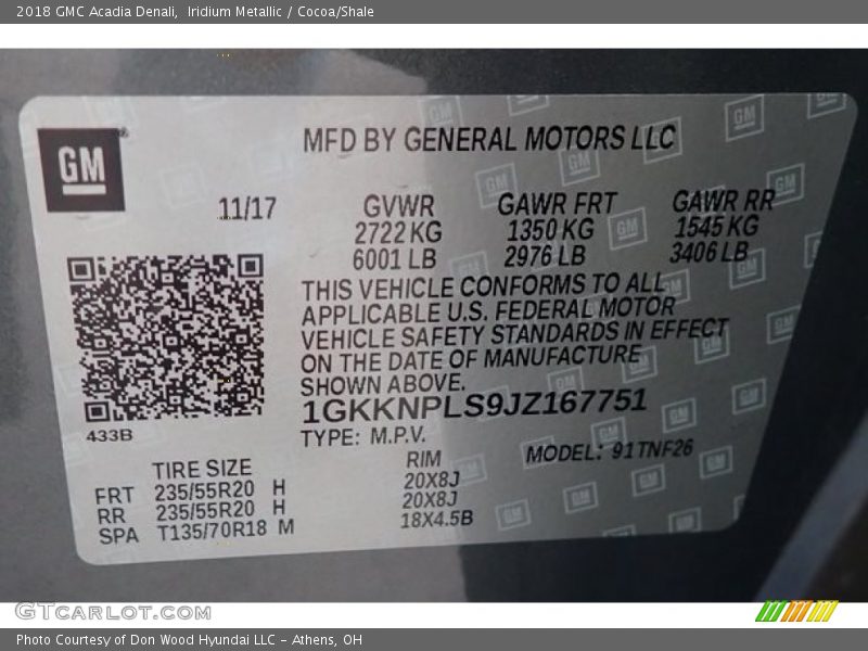 Iridium Metallic / Cocoa/Shale 2018 GMC Acadia Denali