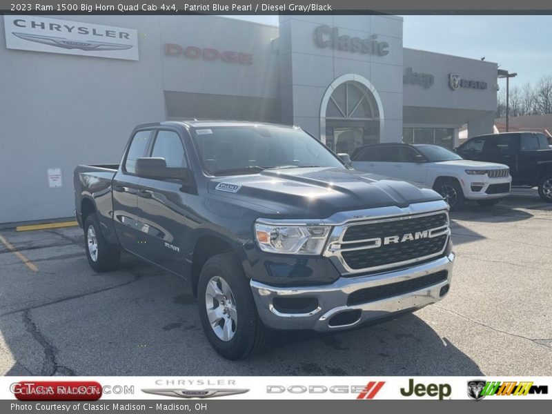 Patriot Blue Pearl / Diesel Gray/Black 2023 Ram 1500 Big Horn Quad Cab 4x4