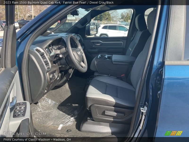 Patriot Blue Pearl / Diesel Gray/Black 2023 Ram 1500 Big Horn Quad Cab 4x4