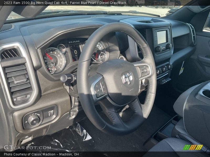 Patriot Blue Pearl / Diesel Gray/Black 2023 Ram 1500 Big Horn Quad Cab 4x4